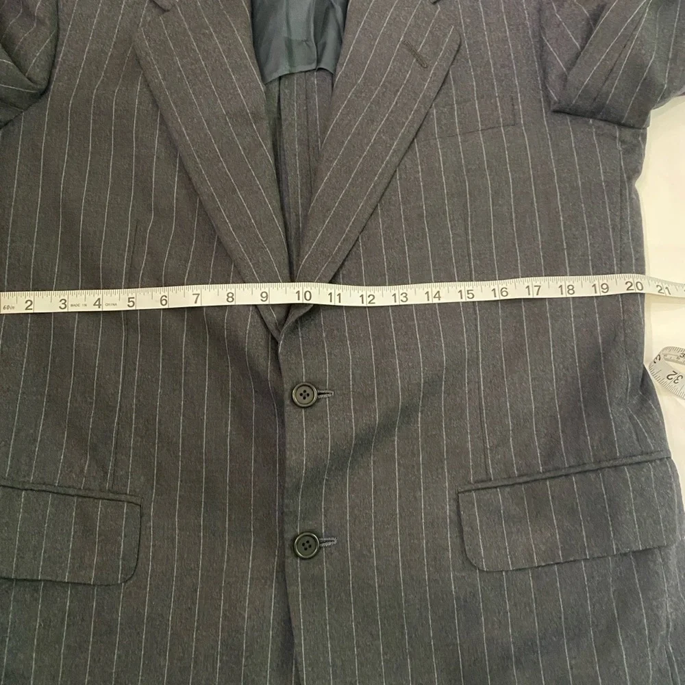 Oxxford Clothes Charcoal Gray Heather Pinstripe Super 100’s Wool Suit Jacket 40R